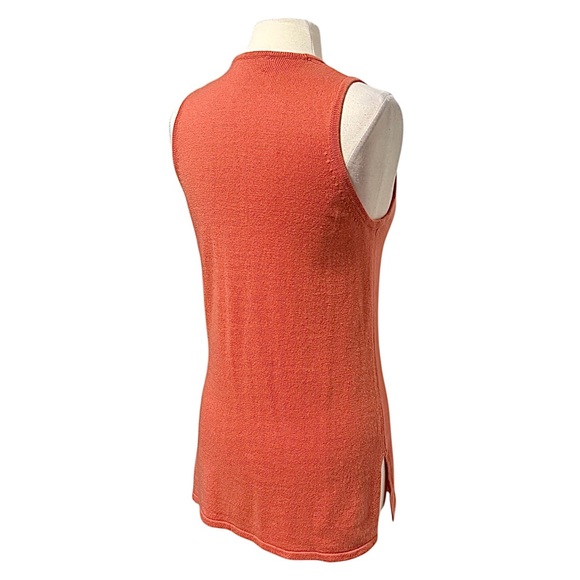 A Touch Of Cashmere Sleeveless V Neck Coral Button Down Knit Sweater Vest Small - Picture 2 of 8